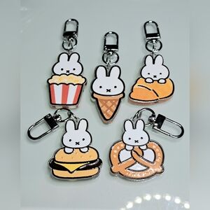 Miffy Food Keychain Purse Backpack Charm Clip Set